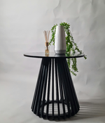 Birch Ribbed Side Table - Black