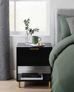 Florence Fluted Bedside Table - Black