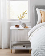 Florence Fluted Bedside Table - White