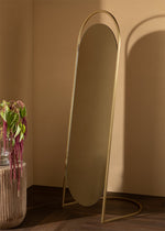 Slant Pill Floor Mirror - Gold