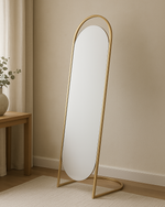 Slant Pill Floor Mirror - Gold