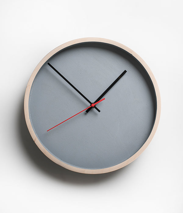 Deep Frame Round Clock - Grey