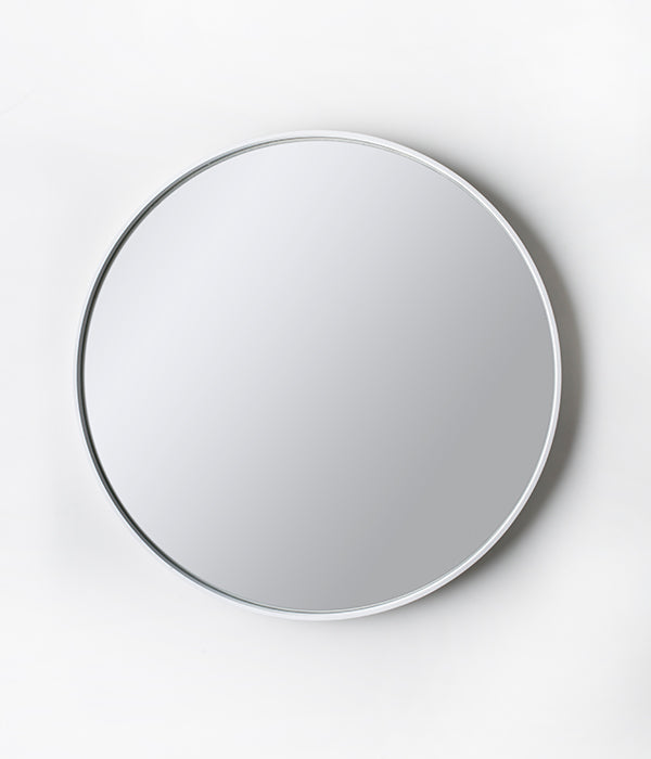 Deep Frame Round Mirror White