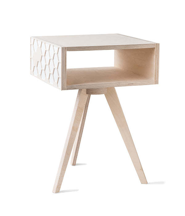 Hexa Bedside Table - White Back