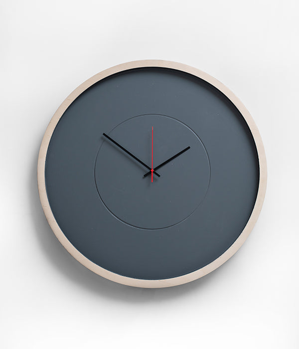Large Deep Frame Round Clock - Grey