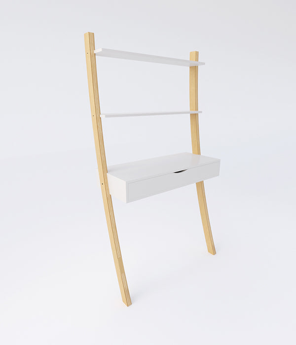Tall Leaning Desk Drawer - White