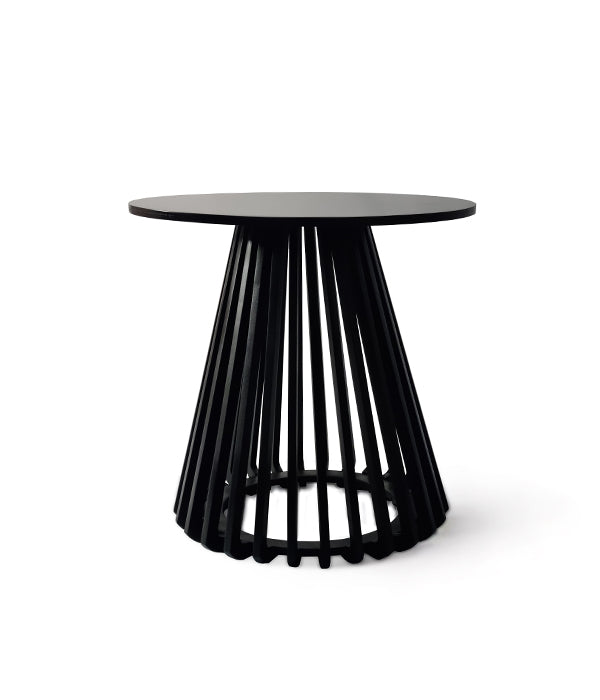 Birch Ribbed Side Table - Black