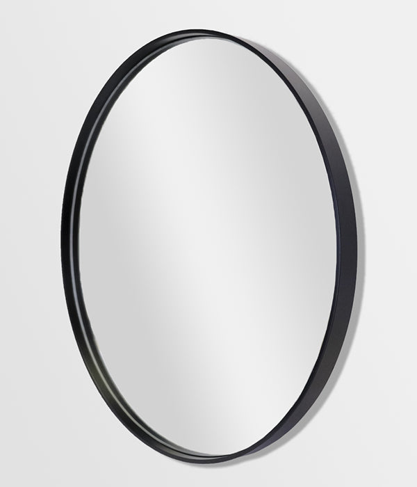 Deep Frame Round Mirror Black
