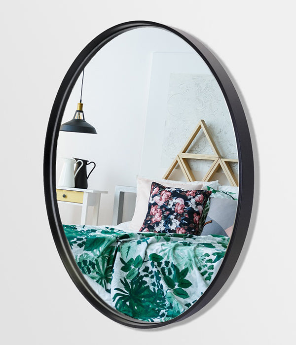 Deep Frame Round Mirror Black – Native Decor