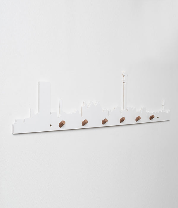 Johannesburg Skyline Wall Hooks White Native Decor